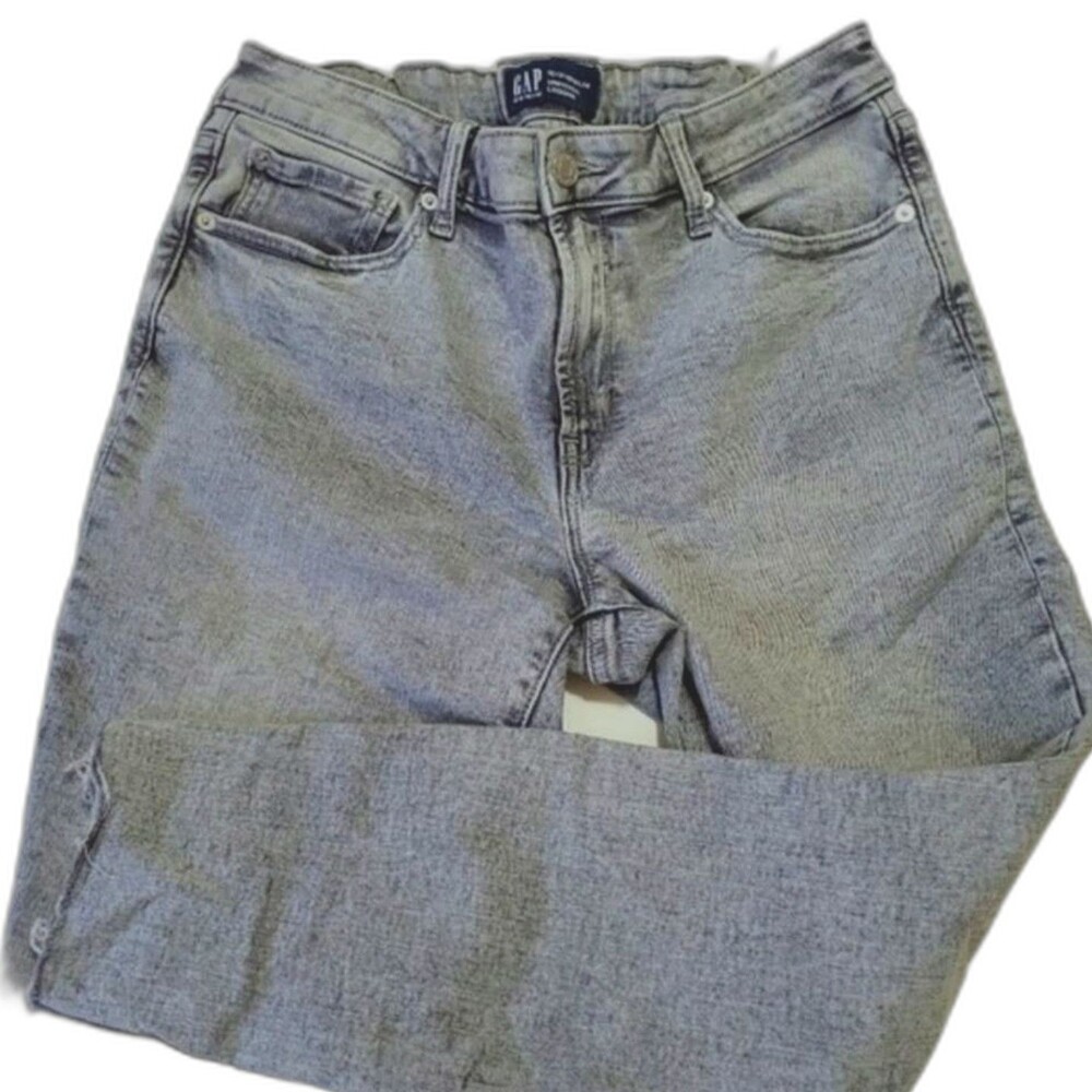 GAP universal legging jeans size 12 or 31 acid wash gray raw hem grey
